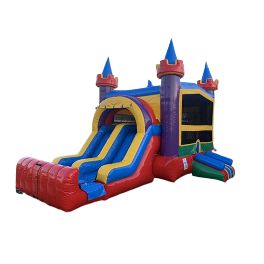 colorful Castle  Bounce House With Slide Double Slide Dry