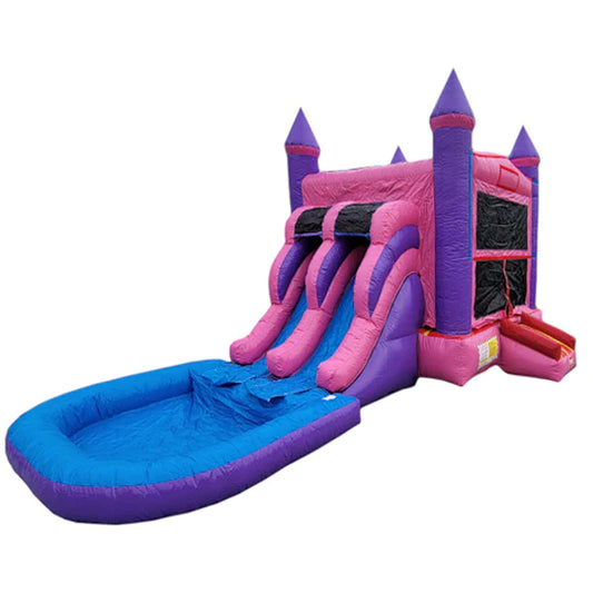 pink bounce house with pool  2-Lane w/ Pool