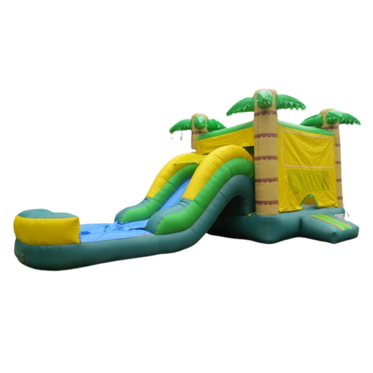 19ft Palm Tree Inflatable Bounce House With Water Slide