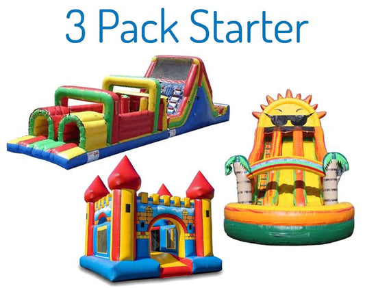Bounce House, Obstacle Course, Water Slide--3 Pack Starter