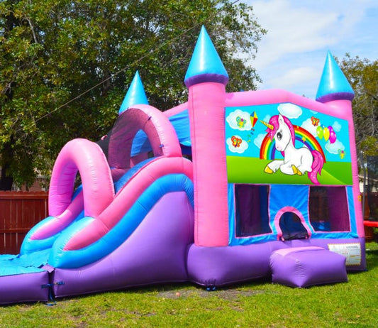 pink bounce house with slide Basketball Hoop