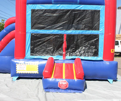 red Bounce House With Pool 2-Lane W/ Pool
