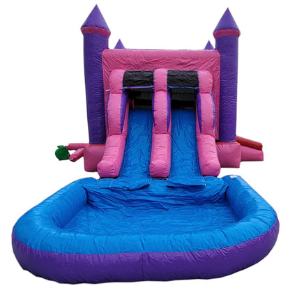pink bounce house with pool  2-Lane w/ Pool