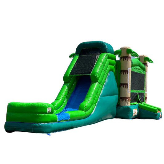 palm tree bounce house with water slide