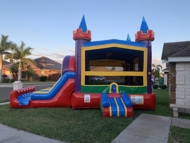 colorful Castle  Bounce House With Slide Double Slide Dry