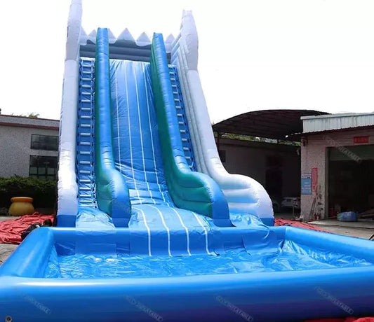 Large Inflatable Middle Water Slide With Pool - Soar to New Heights of Fun and Adventure!