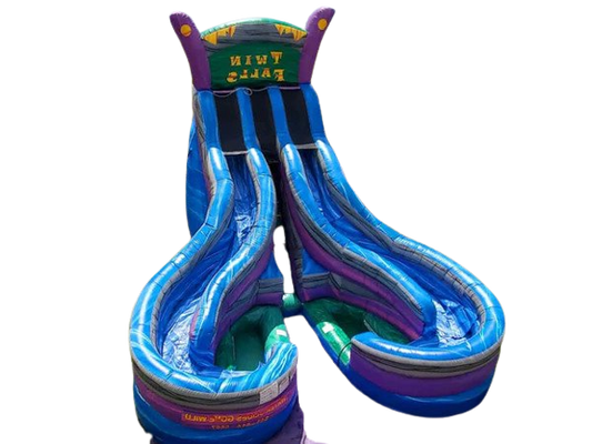 Twin Falls Double Lane Corkscrew Inflatable Water Slide - Unleash the Thrill!