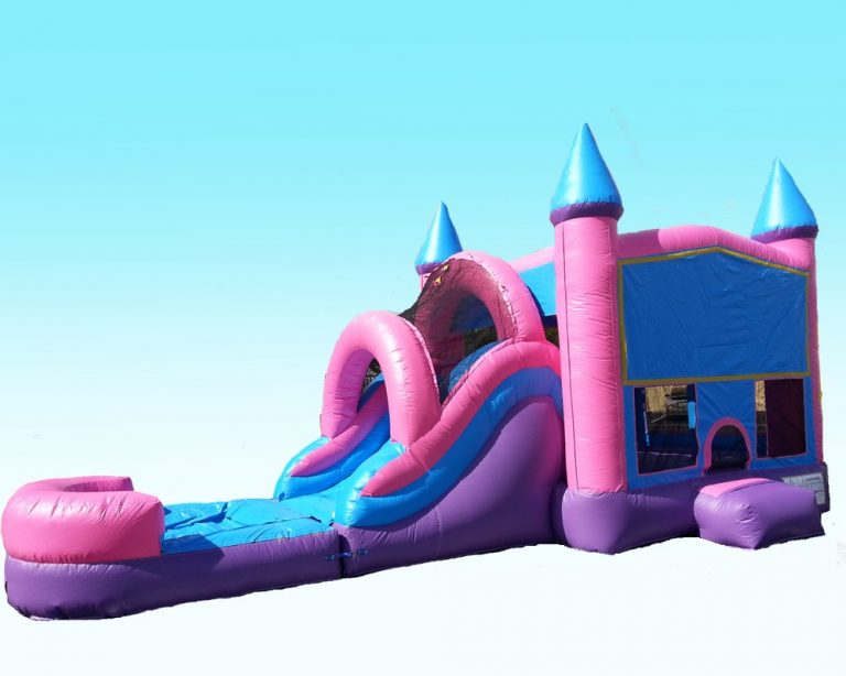 pink bounce house with slide Basketball Hoop